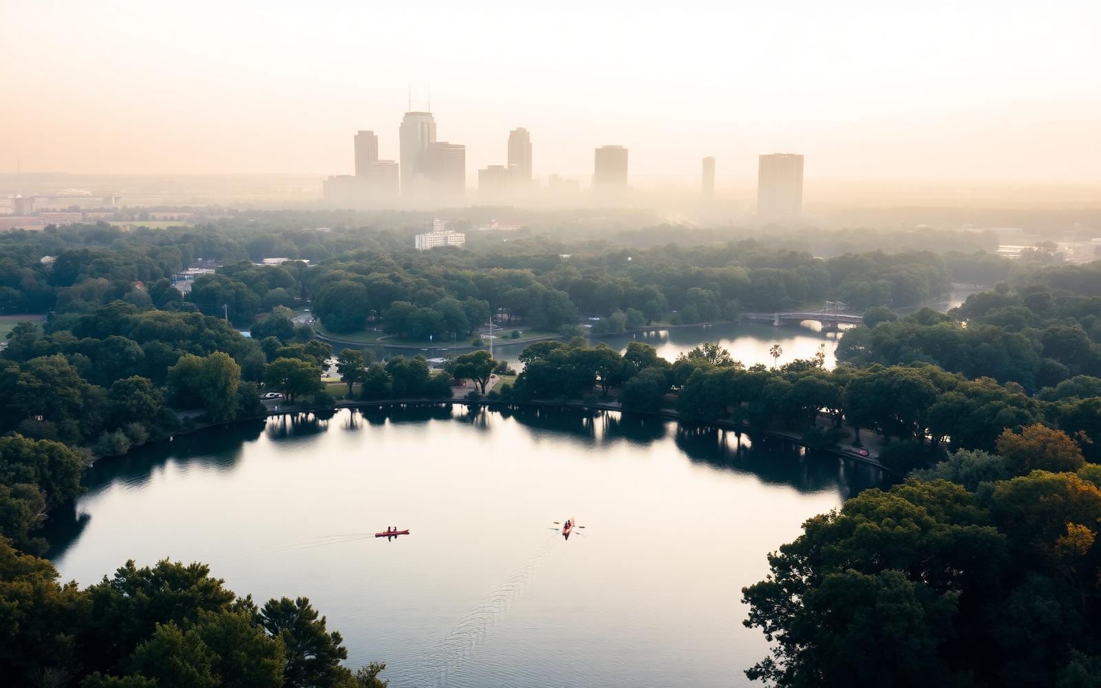 Lady Bird Lake with downtown Austin in the distance